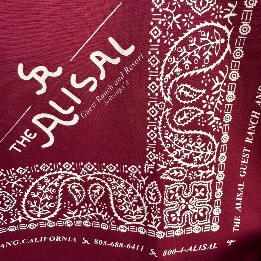 Alisal Ranch Resort Bandana Burgundy Paisley Solvang California Santa Ynez Scarf - Picture 6 of 8